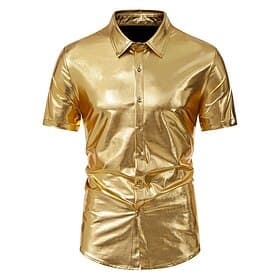 Disco Années 1980 Couleur métalique brillante Chemise Disco Déguisement Homme Costume de Carnaval Mascarade Événement / Fête Enterrement de Vie de Jeune Fille