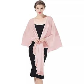 Shawls Women's Wrap Bolero Shrug Coats / Jackets Elegant Sun Protection Long Sleeve Chiffon Wedding Wraps With Pure Color For Formal Spring Fall dress to impr