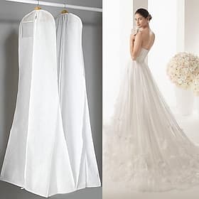 Wedding Dress Garment Bag for Mermaid Gowns, 72 Non-Woven Dustproof Cover, Breathable Storage Bag for Bridal Gowns, Coats, Evening Dresses, White, 180x80x22cm