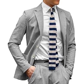 Uomo Smoking Completi Matrimonio in Spiaggia Casuale Nero Azzurro cielo Primavera Estate Tuta Bavero classico Quotidiano Leggero A righe Vestibilità standard