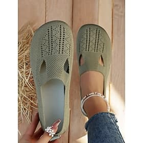 Women's Breathable Knit Hollow-out Barefoot Flat Shoes – Casual Comfortable Wide Fit Shoes for Daily Wear, Walking Outdoor Activities