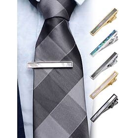 Pince à cravate pour homme en laiton incrustée de nacre et d'ormeau, design élégant et stylé, adaptée aux occasions formelles, un cadeau parfait pour les affai
