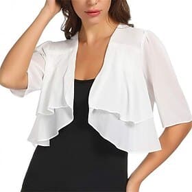 Robe de Mariage Élégante Femme Protection Solaire Manches Courtes Chiffon Sacs de Mariage Avec Couleur Unie Pour Mariage Été