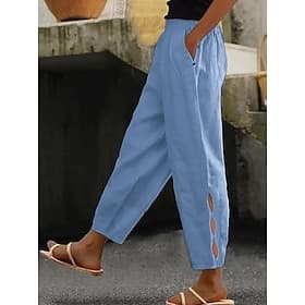 Femmes Pantalons Pantalon décontracté Pantalon d'été Pantalons de Plage Vacances Mode Occasionnel Longueur cheville Taille haute Uni Avec Poches Taille Élastiq