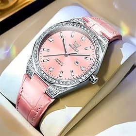 OLEVS 5606 Muttertagsgeschenk für Frauen Uhr Luxus Original Quarzuhr Wasserdicht Leuchtende Diamant Uhr Modisch Elegant