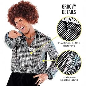 Retro Vintage 1970er Hemd Hippie Disco Lack-Latex glänzend Metallisch Kostüm Herren Halloween Karneval Pride Parade Pride-Monat Erwachsene Hemd