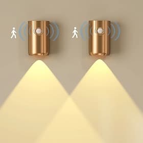 Applique murale LED moderne et simple avec détecteur de mouvement, veilleuse 3 couleurs, intensité variable, rechargeable par USB, idéal pour un salon, un coul