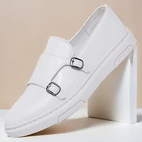 Mocassins blancs à brides pour hommes – chaussures habillées décontractées élégantes pour le bureau, les événements et le style décontracté professionnel