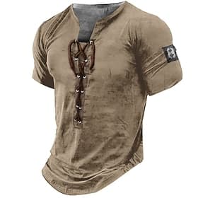 Men's Graphic Number Tee Short Sleeve T shirt 3D Print Shirt Vintage Fashion Stylish Daily Sports Going out Black White Brown Summer Clothing Apparel S M L XL