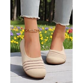 Damen-Barfußschuhe aus Flyknit – atmungsaktives Obermaterial aus Mesh, breite Zehenpartie, flache Schuhe, trendige Streifen, bequem zum Gehen und für Freizeita