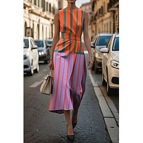 Women's Midi Dress Casual Dress Tank Dress Summer Dress Fashion Modern Daily Date Weekend Regular Fit Geometric Sleeveless Crew Neck Yellow Purple Orange Apric