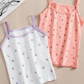Kinder Mädchen Panzer Cartoon Outdoor Ärmellos Streetwear 4-12 Jahre Sommer Weiß Rosa Blau