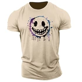 T-shirt graphique à manches courtes pour hommes avec design de peinture de visage creep edgy