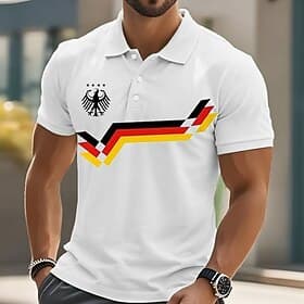 Herren Grafik Polo Kurzarm Polo-Shirts Hemden mit Kragen Lässig Schule Outdoor Alltagskleidung 3D-Druck Sommer Weiß Blau Grün