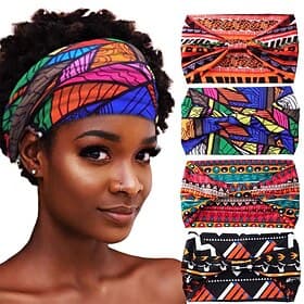 Afrikanische Stirnbänder, Boho-Haarbänder mit Knoten, dehnbar, breite Kopfwickel, elastische Yoga-Turban-Haarschals, Workout, bedruckte Haaraccessoires für Fra