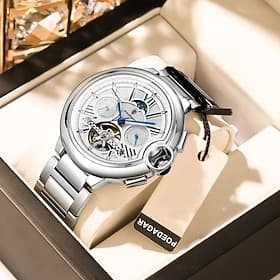 Luxury Man Watch Hollow Tourbillon Automatic Mechanical Men Watch Waterproof Date Week Stainless Steel Men's Watches