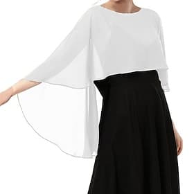 Women's Capelet Shawls and Wraps for Evening Dresses Soft Bridesmaid Shawl Chiffon Cape Wedding Cover Up