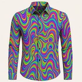 1970er Hemd Disco Psychedelisch Kostüm Herren Halloween Karneval Pride Parade Pride-Monat Festival Erwachsene Hemd
