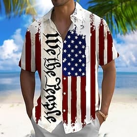 Chemise patriote We The People avec drapeau américain pour hommes à l'occasion de la fête de l'indépendance chemise d'été à manches courtes mode décontractée v