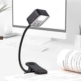Rechargeable Book Lights for Reading at Night in Bed 6 LED Reading Lights Memory Function-3 Color Temperatures 5 Dimming Brightness Lightweight Clip on Lamps
