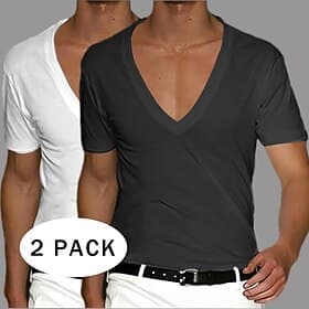 Homme T-shirt Manche Courte Manches courtes Col en V Été Printemps Uni Designer Basique Moderne Contemporain Style Classique Basique Pack multiple Occasionnel