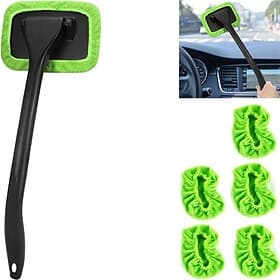 Car Windshield Cleaning Tool Windshield Cleaner with 5 Washable and Reusable Microfiber Pads and Extendable Handle for Auto Glass Wiper