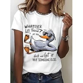 Women's T Shirt Print Graphic Animal Bird Vintage Stylish Classic Short Sleeve Crew Neck Round Neck Regular Tops Daily Weekend Blue Black White Pink Purple Sum