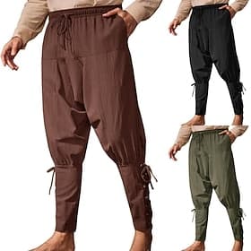 Punk Gothique Médiéval Steampunk Pantalon Pantalon de moto à jambe droite Déguisement Homme Décontracté Quotidien Adulte Pantalon