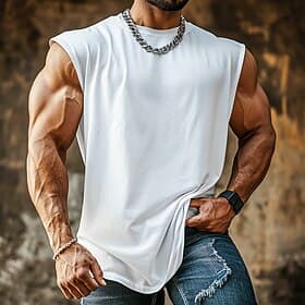 Men's Tank Top Vest Top Undershirt Sleeveless Shirt Sleeveless Crew Neck Summer Plain Fashion Designer Sporty Classic Plain Casual Vacation Street Blue Black W
