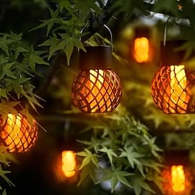 Solarlaternen für den Außenbereich, wasserdichte Solar-Hängeleuchten für den Außenbereich mit flackernder Flamme, solarbetriebene Außenleuchten, Gartendekor fü