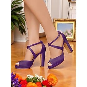 Women's 1950s Vintage Wine Red Chunky High Heel Sandals with Crisscross Straps – Elegant Peep Toe Platform Shoes for Weddings, Parties, and Formal Events