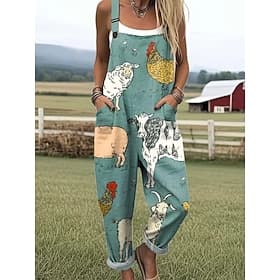 Per donna Pagliaccetto Attivo Grafico Senza Maniche Bottoni Vacanza Streetwear Vestibilità comoda Bianco Giallo Verde Estate