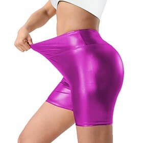 Damen Pilates-Leggings Sporthosen Yoga-Leggings Heißprägen Leicht Pilates Fitnessstudio Laufen Shorts Einfarbig Silber Purpur Gold Übergröße Sport Sportkleidun