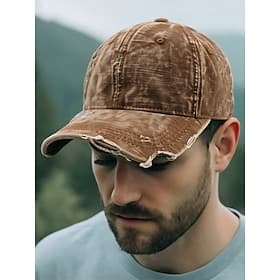 Herren-Baseballkappe im Vintage-Stil aus Denim im Used-Look – verstellbare Mütze aus gewaschener Baumwolle für Outdoor-Sport, Reisen und Freizeit