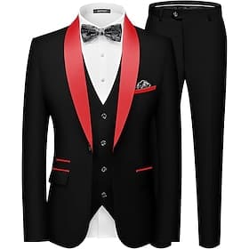 Men's Tuxedos Suits Prom Wedding Red Navy Blue Suit Shawl Lapel Business Formal Solid Colored Standard Fit 3 Piece Single Breasted One-button