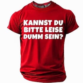 Herren Olivgrünes Kurzarm Grafik T-Shirt mit 'Kannst du bitte leise dumm sein?' Lustigem deutschen Slogan Bürohumer