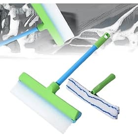 Kit de raclette à vitres en silicone recyclable 3 en 1, outils de nettoyage de vitres avec raclette en silicone Brosse en microfibre pour le nettoyage du pare-