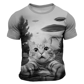 Homme Animal 3D Drôle T-shirt Manche Courte T-shirt Impression 3D Col ras du cou Chemise Exagéré Designer Soirée Rue Occasionnel Gris chiné Bleu Gris Été Print