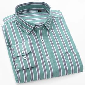 Per uomo Camicia Camicia elegante Camicia button-down Camicia Oxford Camicia a righe A righe Abbigliamento quotidiano Abbigliamento Aziendale Blu chiaro - bian