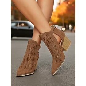 Per donna Stivali Scarpe Vintage Ufficio Lavoro Quotidiano Tronchetti Fibbia Tacco a Blocco Punta a Punta Elegante Bohemien Vintage Camminata Finta pelle scamo