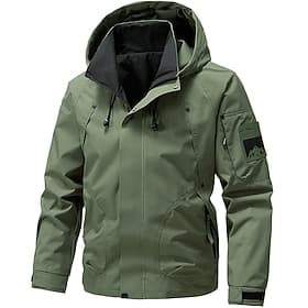 Voor heren Sportjas Regenjas Wandeljack Buiten Casual waterdicht Windjack Vetoketju Zak Lente Herfst Effen Kleur Modieus Streetwear Capuchon Normaal Zwart Wit