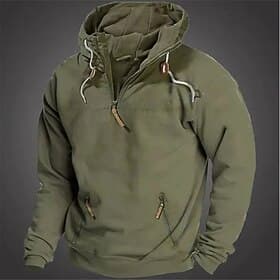 Herren Kapuzensweatshirt Viertelreißverschluss Kapuzensweatshirt Militärischer taktischer Kapuzenpullover Schwarz Armeegrün Marineblau Kamel Mit Kapuze Einfach