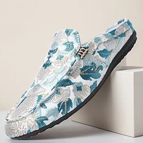 Homme Sabots Mules Mocassins de confort Mocassins Penny Marche Occasionnel Tissu Tissu jacquard Confortable Antidérapant Respirant Mocassin Noir Bleu Été Prin