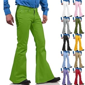 Herren Hose Anzughose Schlaghosen Disco-Hosen Tasche Knöpfe Einfach Komfort Täglich Geschäft Arbeit Mode Lässig Schwarz Weiß Mikroelastisch