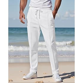 Homme Joggings Pantalons Pantalon plissé Pantalon gaufré Avec Poches Taille Élastique Cordon de serrage Uni Confort Sport en Plein Air Quotidien Mode Occasionn
