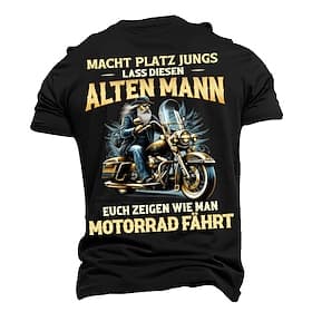 Männer Lustiges alter Mann Biker T-Shirt - Motorrad fahren Grafik Tee - Macht Platz Jungs Hobby Lebensstil Geschenk
