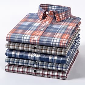 Hombre Camisa Camisa para Vestido Camisa de cuello Abotonar la camisa Cuadros / Rayas / Chevron Ropa Cotidiana Ropa Corporativa Blanco caqui Rosa Vino Azul Ma
