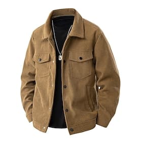 Per uomo Giacca Leggera Giacca in Velluto a Coste Giacca Cargo Giacca Casual Vacanza Quotidiano Tasca Primavera Autunno Semplice Moda Classico Bavero Regolare