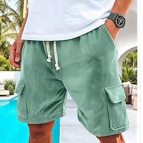 Herre Bermudashorts Cargoshorts Svette shorts Shorts Strandshorts Snorer Elastisk midje Multi lomme عادي Komfort Sport Knelengde Daglig utendørs Løp Ferie Etni