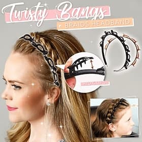 Lot de 2 épingles à cheveux à double frange, serre-tête tressé creux multicouche, serre-tête à double frange, cerceau à cheveux croisé tendance pour femmes et